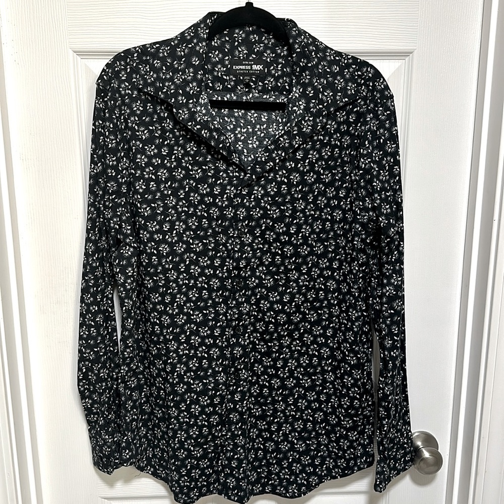Men’s express button down floral dress shirt